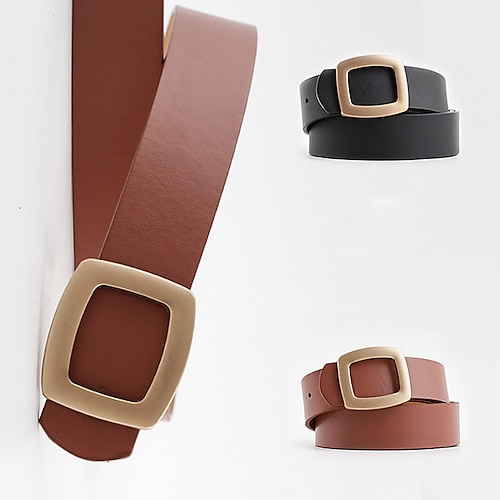

Women's Unisex PU Buckle Belt PU Leather Prong Buckle Plain Casual Classic Party Daily Black Brown