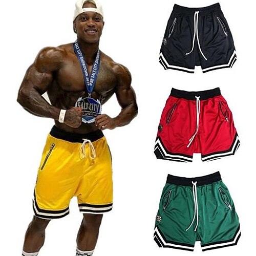 

Men's Chic Modern Casual / Sporty Shorts Patchwork Short Pants Daily Gym Micro-elastic Solid Colored Mid Waist Green Blue White Black Grey S M L XL XXL