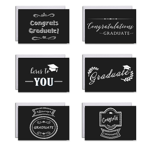 

Congrats graduate Celebrate Student Graduation Season Black Greeting Card Set with Envelope