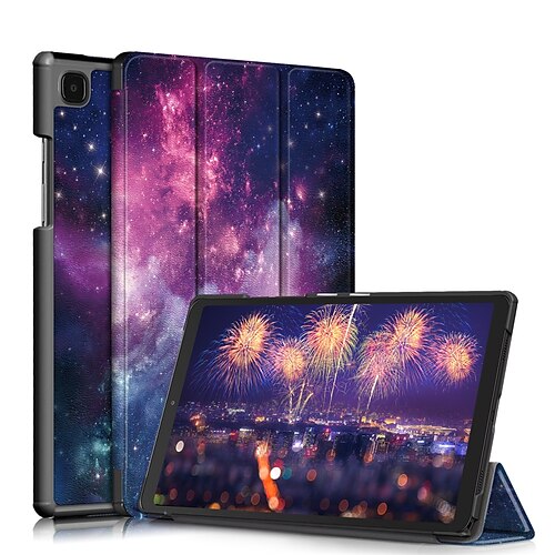 

Tavoletta Custodie cover Per Samsung Galaxy Tab S8 S7 S6 A8 A7 A Ultra Plus FE Lite 2022 2021 2020 2019 Portatile Supporto a tre ante A calamita Cartoni animati Tinta unita Paesaggi pelle sintetica