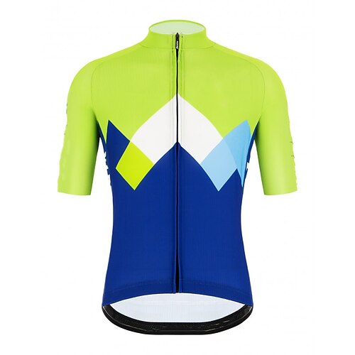 

CAWANFLY Men's Cycling Jersey Short Sleeve Bike Tee Tshirt Jersey Top with 3 Rear Pockets Road Bike Cycling Anti-Slip Sunscreen UV Resistant Cycling BlueGreen Polyester Sports Clothing Apparel