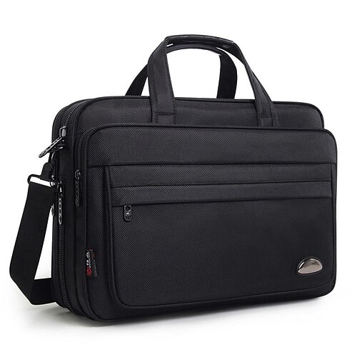 

Men's Laptop Bag Briefcase Handbag Oxford Cloth Zipper Solid Color Quilted Daily Office & Career Black