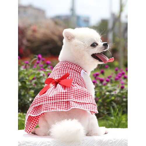 

Dog Cat Dress Bowknot Cute Holiday Weekend Dog Clothes Puppy Clothes Dog Outfits Soft Red Costume for Girl and Boy Dog Polyster XS S M L XL