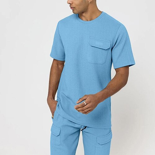 

Men's Women's T-shirt Suits Tracksuit Tennis Shirt Shorts and T Shirt Set Set Solid Color Round Neck Lake blue Sapphire Black Golden Sky Blue Casual Daily Short Sleeve 2 Piece Clothing Apparel Basic