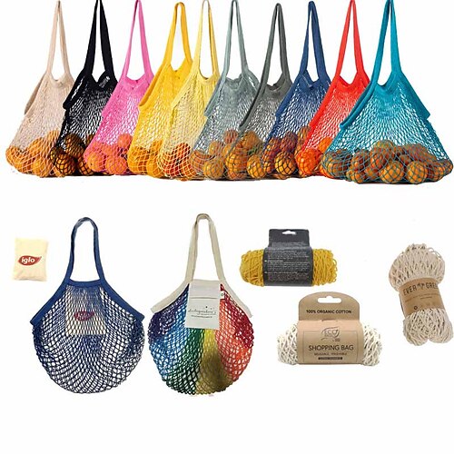

ins cotton mesh bag woven fishing net beach storage bag large capacity shopping bag fruit mesh bag portable mesh bag