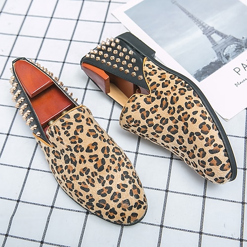 

Men's Loafers & Slip-Ons Novelty Shoes Sexy Shoes Dress Loafers Casual Daily Party & Evening PU Yellow Leopard Fall Spring