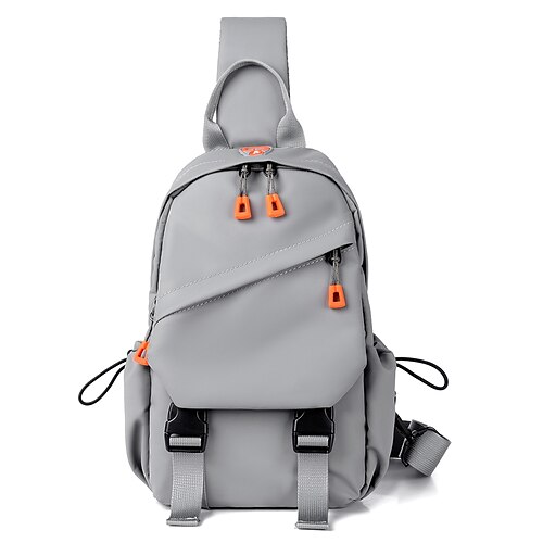

Men's Sling Shoulder Bag Oxford Cloth Nylon Zipper Solid Color Daily Outdoor Black Gray