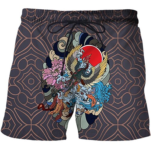 

Men's Casual Fashion Shorts Beach Shorts 3D Print Elastic Drawstring Design Knee Length Pants Daily Holiday Micro-elastic Dragon Graphic Comfort Soft Mid Waist Blue Brown Yellow M L XL XXL 3XL