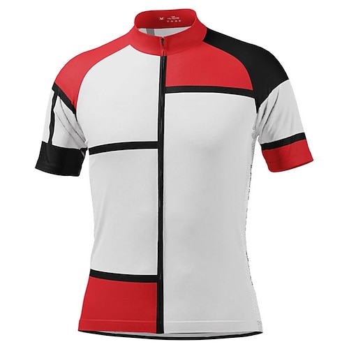 

21Grams Men's Cycling Jersey Short Sleeve Bike Top with 3 Rear Pockets Mountain Bike MTB Road Bike Cycling Breathable Quick Dry Moisture Wicking Reflective Strips Red White Color Block Polyester