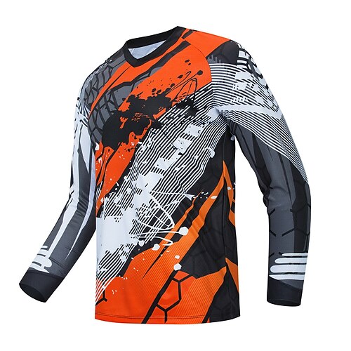 

CAWANFLY Men's Cycling Jersey Long Sleeve Mountain Bike MTB Road Bike Cycling Violet Red Graphic Bike UV Resistant Breathable Anatomic Design Ultraviolet Resistant Quick Dry Polyester Sports Graphic