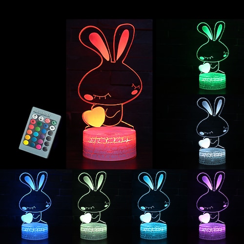 

Easter Lights 3D Rabbit Lamp Bunny Night Light 3D Illusion lamp for Kids 16 Colors Changing with Remote Kids Bedroom Decor as Xmas Holiday Birthday Gifts for Boys Girls