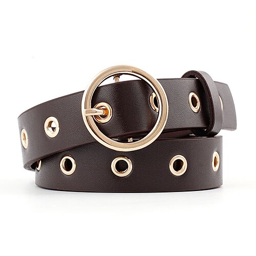 

Women's Unisex PU Buckle Belt PU Leather O-ring Buckle Eyelet Casual Classic Party Daily Black Pink Red Brown