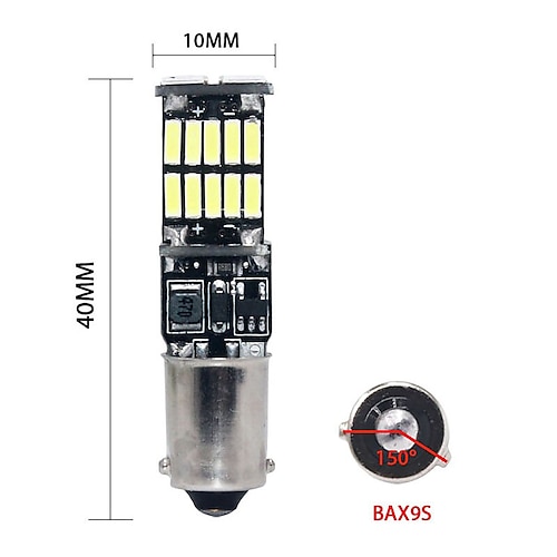 

2pcs/lot CANBUS BA9S BAX9S BAY9S H21W T4W H6W W5W LED T10 LED 4014 26 LED Side Wedge Light Interior Signal Lamp 12V White