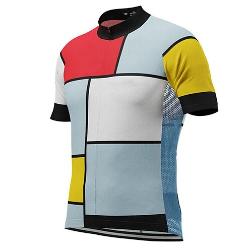 

21Grams Men's Cycling Jersey Short Sleeve Bike Top with 3 Rear Pockets Mountain Bike MTB Road Bike Cycling Breathable Quick Dry Moisture Wicking Reflective Strips Red Blue Color Block Polyester