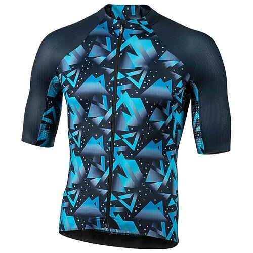 

21Grams Men's Cycling Jersey Short Sleeve Bike Top with 3 Rear Pockets Mountain Bike MTB Road Bike Cycling Breathable Quick Dry Moisture Wicking Reflective Strips Blue Polyester Spandex Sports