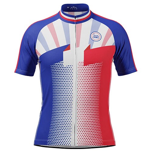 

21Grams Men's Cycling Jersey Short Sleeve Bike Top with 3 Rear Pockets Mountain Bike MTB Road Bike Cycling Breathable Quick Dry Moisture Wicking Reflective Strips Blue France Polyester Spandex Sports