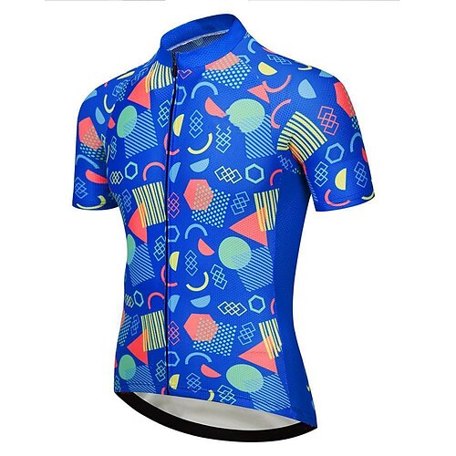 

CAWANFLY Men's Cycling Jersey Short Sleeve Bike Tee Tshirt Jersey Top with 3 Rear Pockets Road Bike Cycling Anti-Slip Sunscreen UV Resistant Cycling Blue Polyester Sports Clothing Apparel / Quick Dry