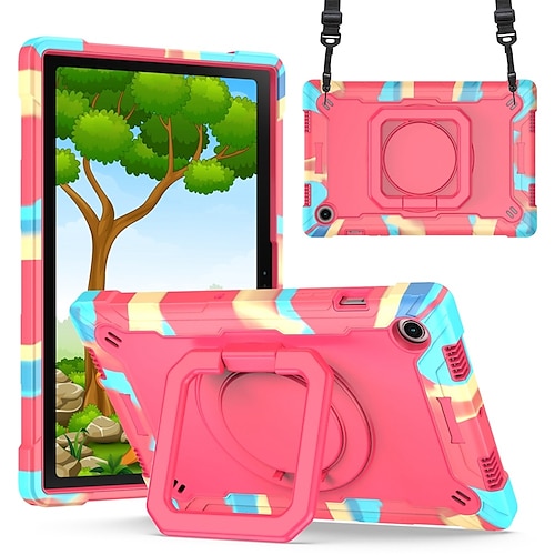 

Cover For Samsung Galaxy Tab A8 10.5 2022 S8 A7 2020 S7 11'' S7 Plus with 360°Swivel Kickstand Case Heavy Duty Shockproof Hand Ring stand Kids Tablets Case with Shoulder Strap