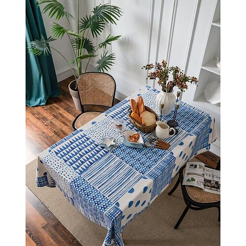 

Tablecloth Cotton Linen Rectangle Table Cloths Farmhouse Style for Kitchen Dining, Party, Holiday, Christmas, Buffet