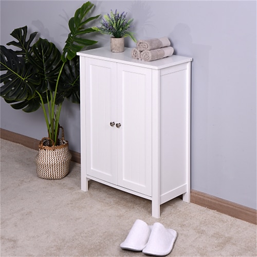 

White Bathroom Wall Cabinet, Over The Toilet Space Saver Storage Cabinet, Medicine Cabinet with 2 Door and Adjustable Shelves, Cupboard