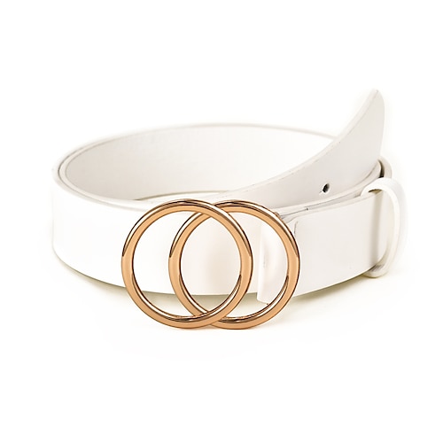 

Women's PU Buckle Belt PU Leather Prong Buckle O-ring Classic Vintage Retro Party Wedding White