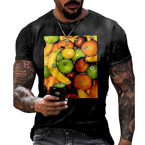 

Men's Unisex T shirt 3D Print Graphic Prints Fruit Crew Neck Street Daily Print Short Sleeve Tops Casual Designer Big and Tall Sports Black