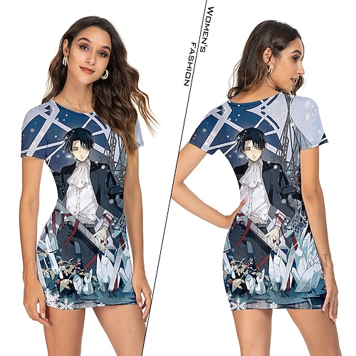 

Inspired by Attack on Titan Eren Jaeger Cosplay Costume Cartoon 100% Polyester Pattern Harajuku Graphic Kawaii Dress For Women's