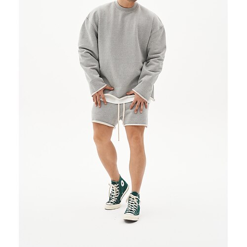 

Men's Tracksuit Running T-Shirt With Shorts Cotton Solid Colored Sport Athleisure Clothing Suit Long Sleeve Moisture Wicking Sweat wicking Fitness Running Jogging Activewear / Sweatshirt