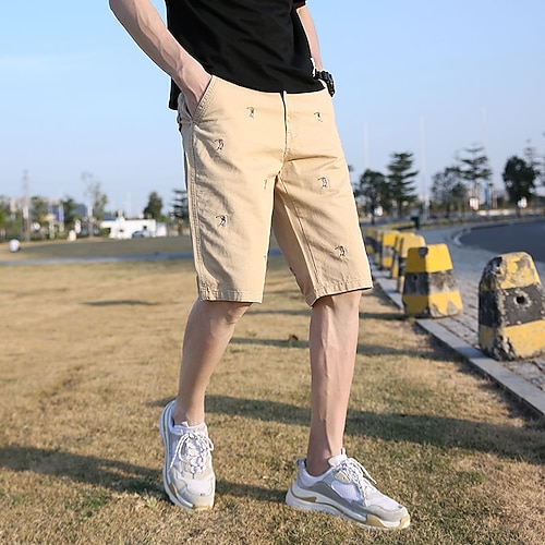 

Men's Stylish Chino Chinos Shorts Embroidered Short Pants Daily Weekend Inelastic Multi Color Embroidery Cycling Breathable Mid Waist ArmyGreen Black Khaki Royal Blue Light gray 28 29 30 31 32