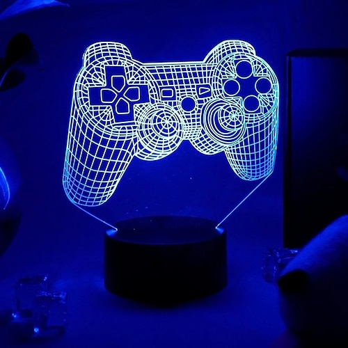 

Gamepad forma luz nocturna 3d luz nocturna táctil 7 colores fuente de alimentación usb regalo