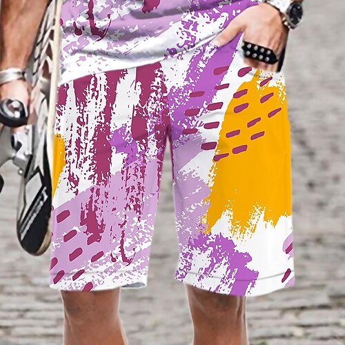 

Men's Casual Fashion Shorts Beach Shorts 3D Print Elastic Drawstring Design Knee Length Pants Daily Holiday Micro-elastic Graphic Graffiti Comfort Soft Mid Waist Blue Black Purple Yellow Light Blue M