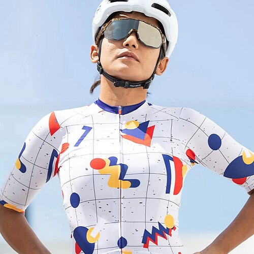 

21Grams Women's Cycling Jersey Short Sleeve Bike Top with 3 Rear Pockets Mountain Bike MTB Road Bike Cycling Breathable Quick Dry Moisture Wicking Reflective Strips White Polyester Spandex Sports