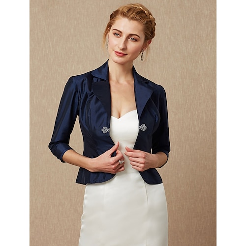 

3/4 Length Sleeve Coats / Jackets Taffeta Wedding / Party / Evening / Wedding Guest Women's Wrap With Rhinestone / Buckle