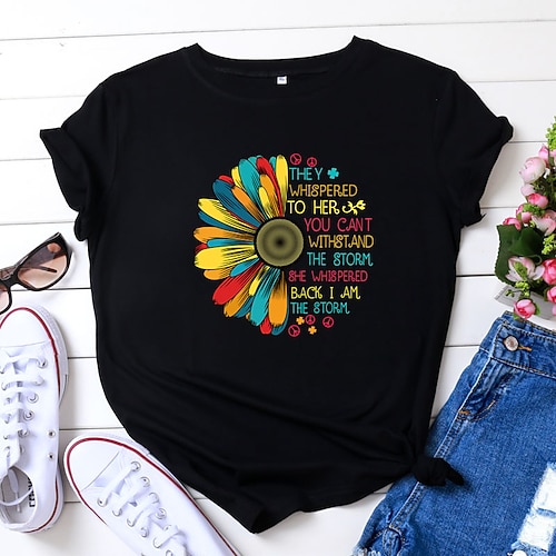 

Women's T shirt Basic Print Flower / Floral Basic Round Neck T-shirt Sleeve Stard Summer White Black Dark Red Dark Pink Light Grey