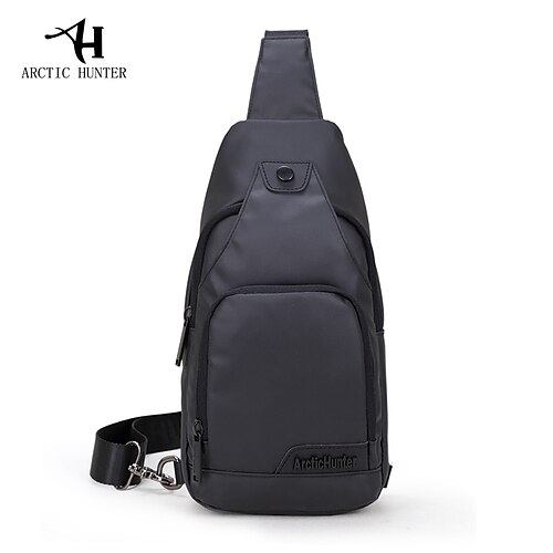 

Men's Sling Shoulder Bag Polyester Zipper Solid Color Daily Black