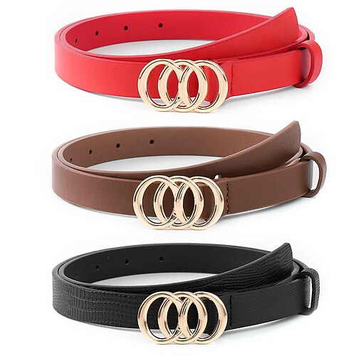 

3 PCS Women's PU Buckle Belt Belt Set PU Leather O-ring Buckle O-ring Classic Cowboy Daily Holiday Multicolor