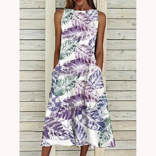 

Women's Casual Dress Midi Dress Blue-2 Purple-2 Purple-1 Short Sleeve Spring Summer S M L XL XXL XXXL