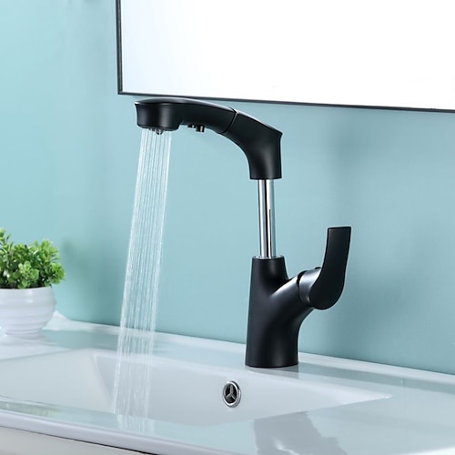 

Bathroom Sink Faucet - Rotatable / Pull out Chrome / Electroplated / Painted Finishes Centerset Single Handle One HoleBath Taps