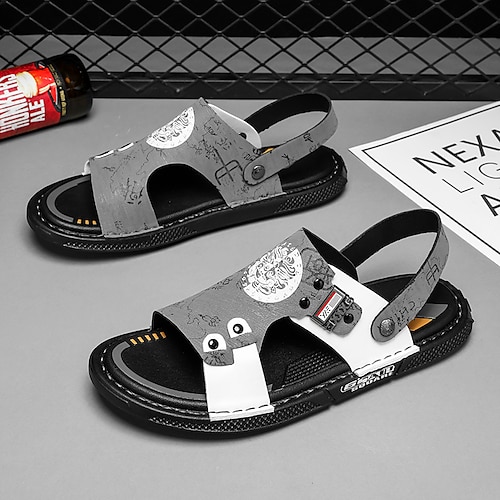 

Hombre Sandalias Sandalias planas Diapositivas y chanclas Casual Deportivo Zapatos de Paseo Cuero Negro Gris Verano