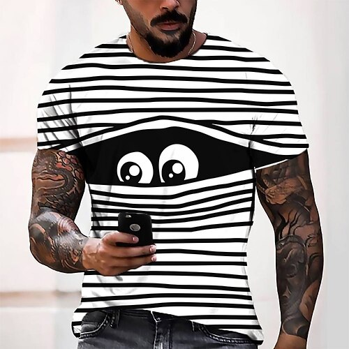 

Men's T shirt Tee Tee Graphic Round Neck Black 3D Print Casual Daily Short Sleeve 3D Print Clothing Apparel Fashion Cool Designer Comfortable / Summer / Summer