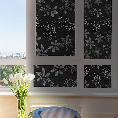 

100X45cm PVC Frosted Static Cling Stained Flowers Glass Film Window Privacy Sticker Home Bathroom Decortion / Window Film / Window Sticker / Door Sticker Wall Stickers For Bedroom Living Room