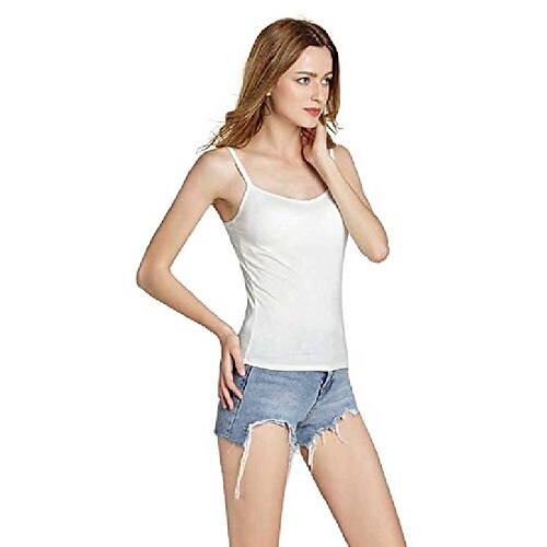 

Camisole for Women No Steel Rim Chest pad Tank Top Super Soft Camisoles (White, Medium)