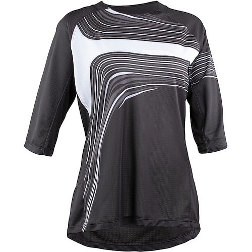 

21Grams Women's Downhill Jersey Long Sleeve Mountain Bike MTB Road Bike Cycling Black Bike Breathable Quick Dry Moisture Wicking Polyester Spandex Sports Lines / Waves Clothing Apparel / Athleisure