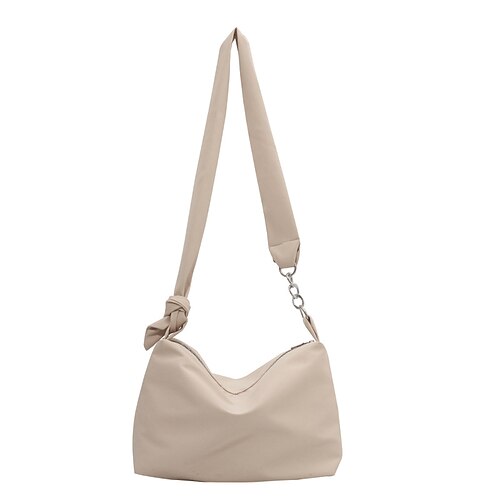 

Dame Crossbodyvesker Lerret Daglig Glidelås Helfarge Beige