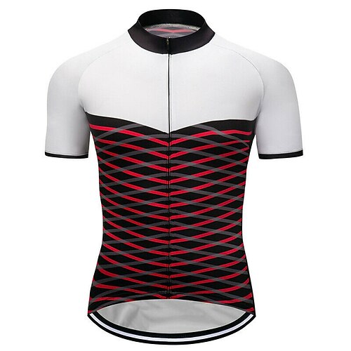 

CAWANFLY Men's Cycling Jersey Short Sleeve Bike Tee Tshirt Jersey Top with 3 Rear Pockets Road Bike Cycling Anti-Slip Sunscreen UV Resistant Cycling Red White Vintage Polyester Sports Clothing Apparel