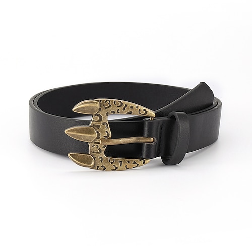 

Women's PU Buckle Belt PU Leather Metal Bucke Geometric Engraved Gothic Classic Party Gift Black