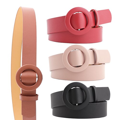 

Damen Unisex Gürtel mit PU-Schnalle PU - Leder Schiebeschnalle O-Ring Alltag Klassisch Party Täglich Weiß Schwarz Rosa Rote