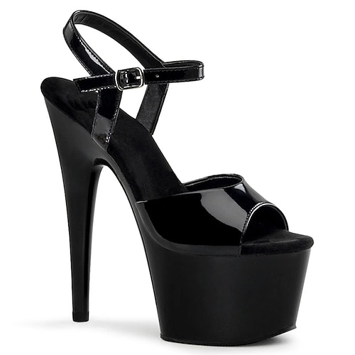 

Damen Sandalen Stöckelschuhe Plateausandalen Party Strand Schnalle Plattform Stöckelschuh Stöckelabsatz Runde Zehe Peep Toe PU Leder Halbschuhe Einfarbig Schwarz / weiss Schwarz matt Schwarz