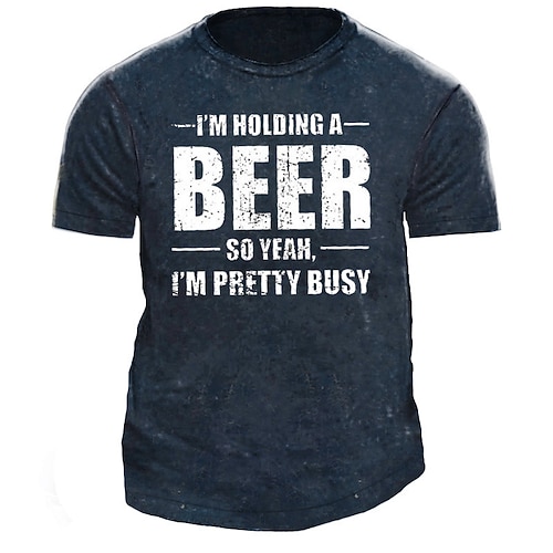 

Men's Unisex T shirt Tee Letter Graphic Prints Crew Neck Green Brown Navy Blue Black 3D Print Outdoor Street Short Sleeve Print Clothing Apparel Basic Sports Fashion Designer / Summer / Summer