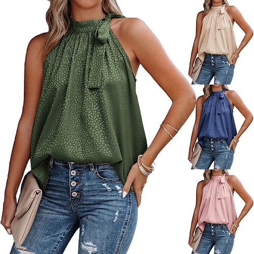 

Women's halter neck bow leopard print sleeveless vest top